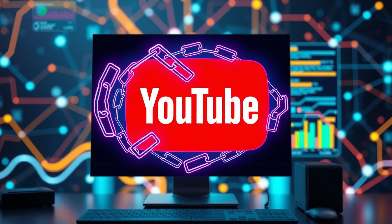 Illustration of a user-friendly online tool interface for generating free YouTube backlinks, featuring a step-by-step guide to boost video SEO and visibility.