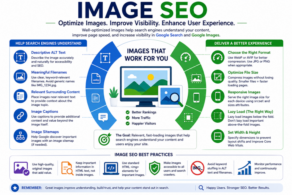 Image SEO best practices for ALT text, filenames, compression and page speed