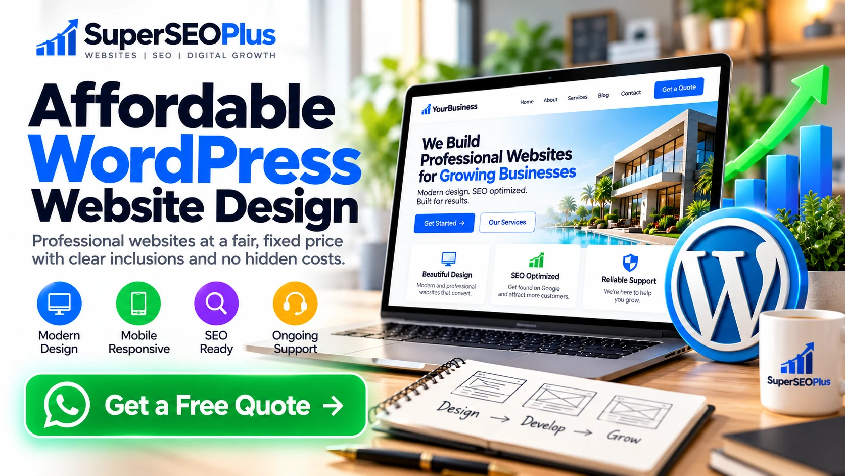 Affordable WordPress Website Design Services Affordable WordPress website design services by SuperSEOPlus