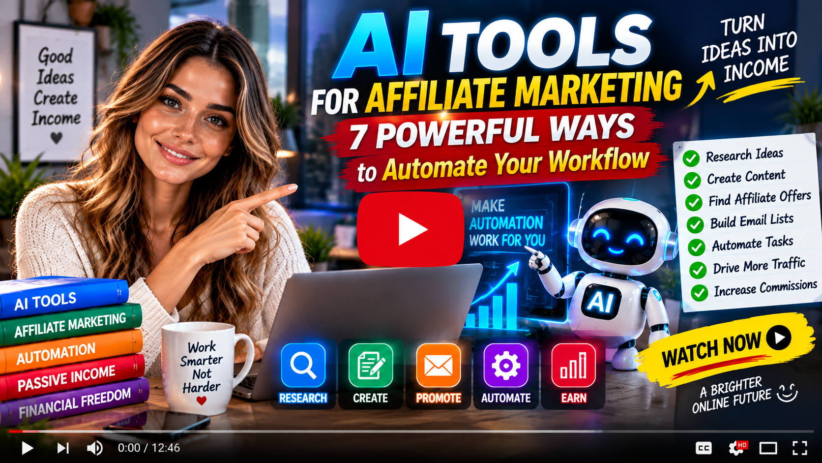 AI tools for affiliate marketing video guide showing 7 ways to automate your workflow