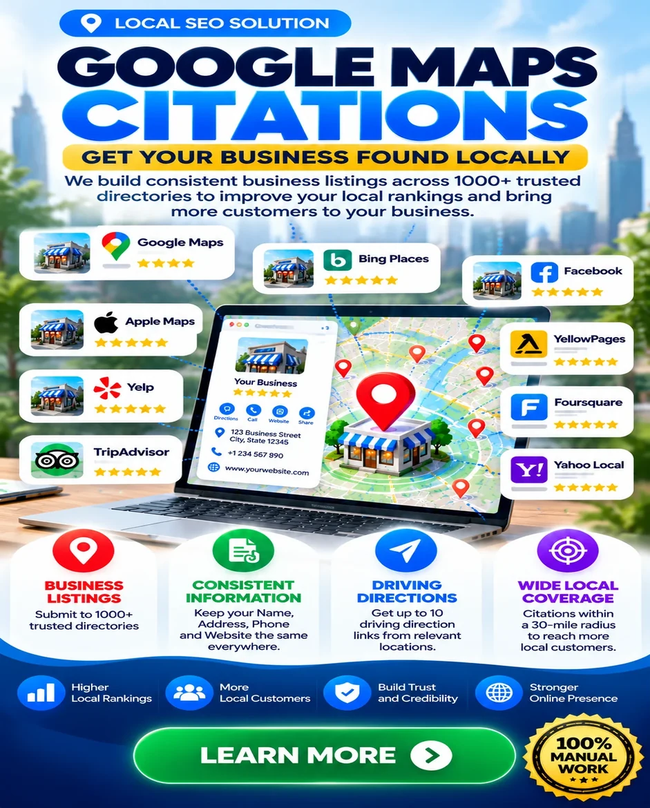 Google Maps Citations service for local business visibility and consistent business listings