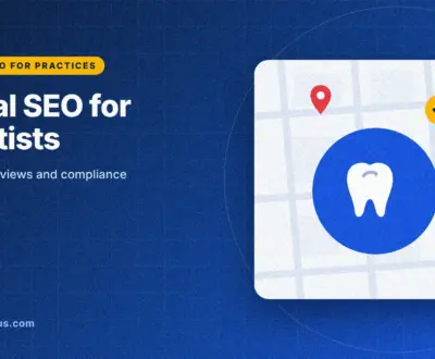 local seo for dentists: guide cover graphic with a tooth on a map card