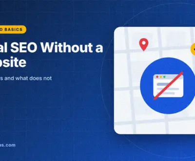 local seo without a website featured image local seo without a website: guide cover graphic with a browser window crossed out