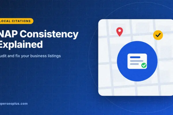 nap consistency: guide cover graphic with a business card with matching details