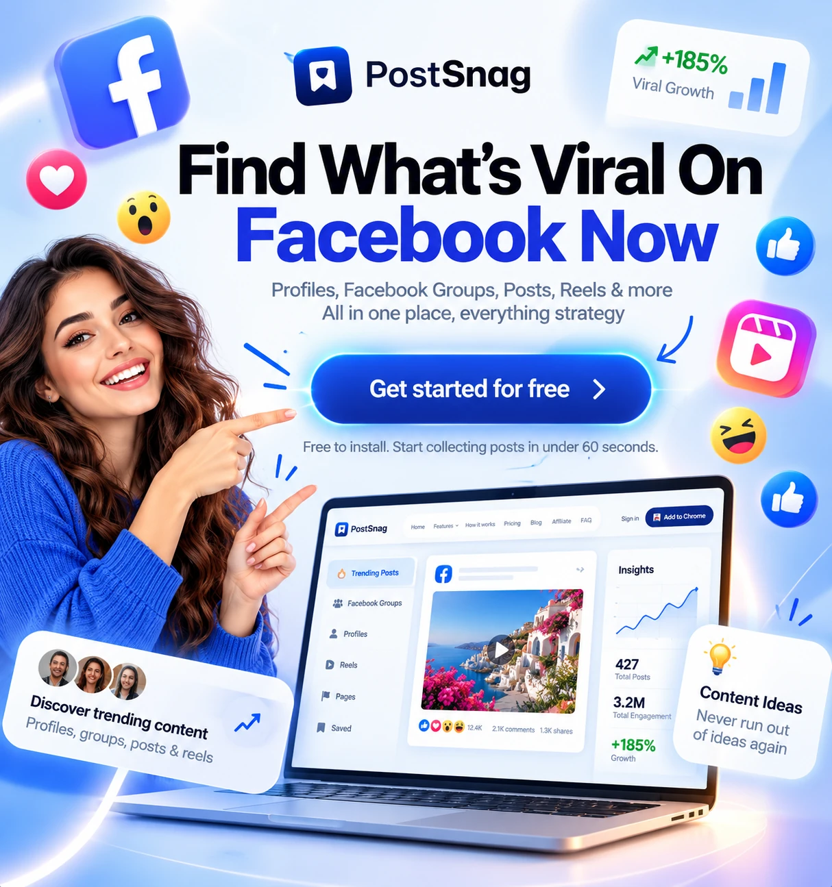 PostSnag AI Content Creation Tools for Social Media PostSnag AI content creation tools for social media and Facebook viral content research