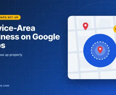 service area business google maps featured image service area business google maps: guide cover graphic with a service radius around a map pin