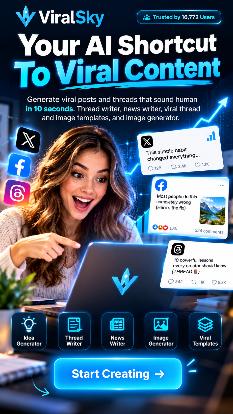 ViralSky AI tool for content creators and viral social media posts